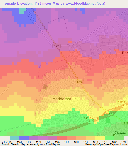 Tornado,South Africa Elevation Map