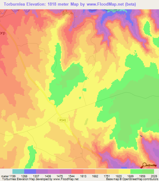 Torburnlea,South Africa Elevation Map