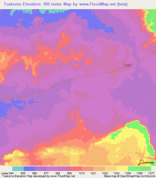 Toekoms,South Africa Elevation Map