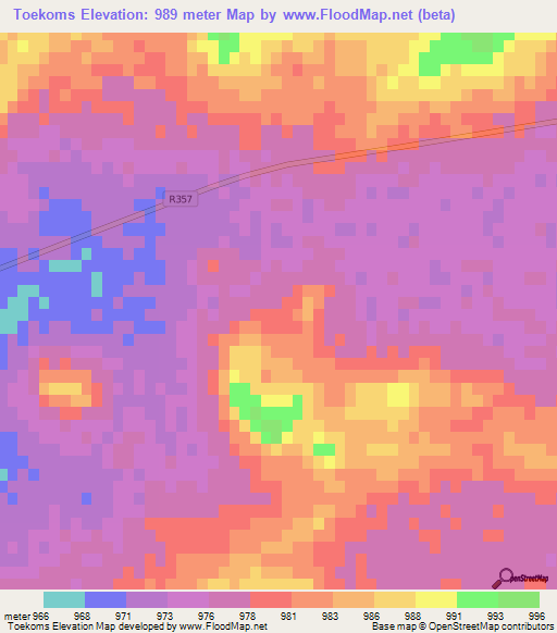 Toekoms,South Africa Elevation Map