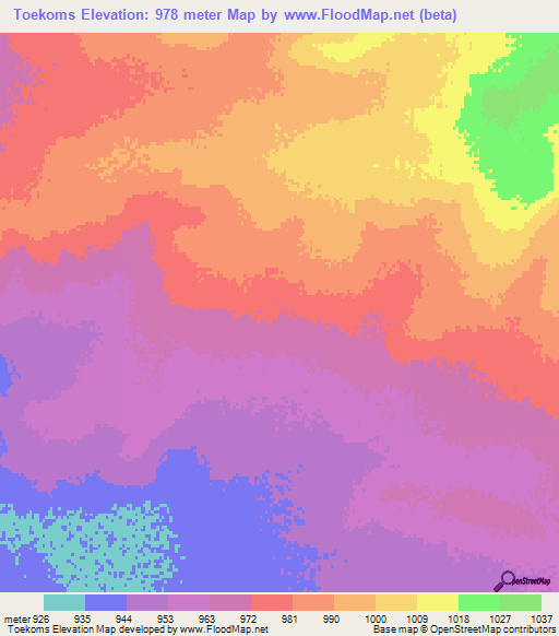 Toekoms,South Africa Elevation Map