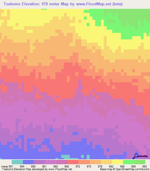 Toekoms,South Africa Elevation Map