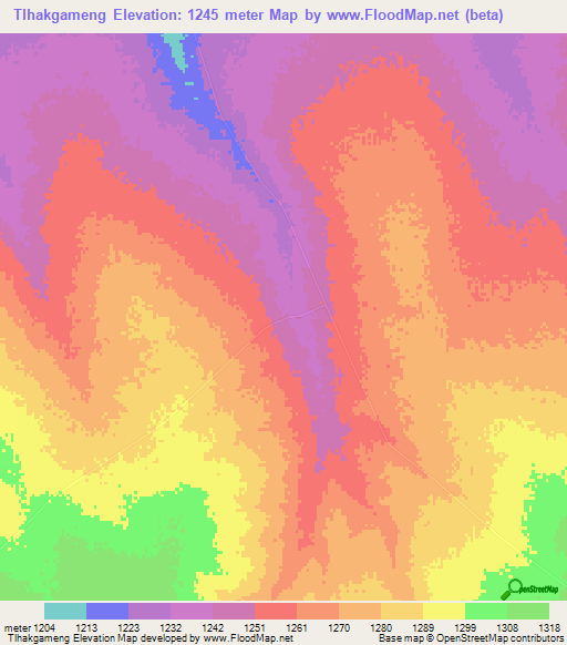 Tlhakgameng,South Africa Elevation Map