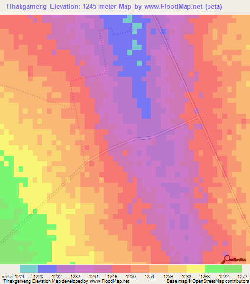 Tlhakgameng,South Africa Elevation Map