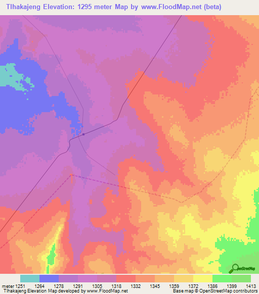 Tlhakajeng,South Africa Elevation Map