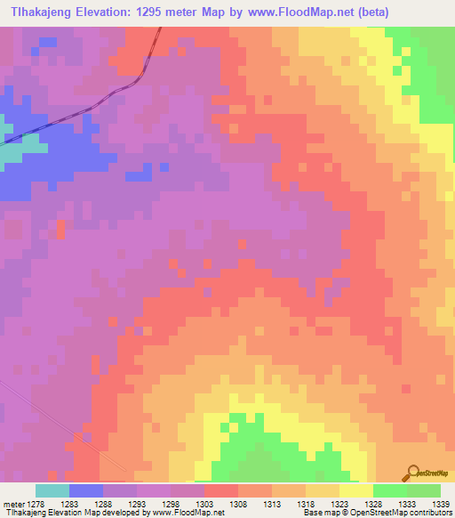 Tlhakajeng,South Africa Elevation Map