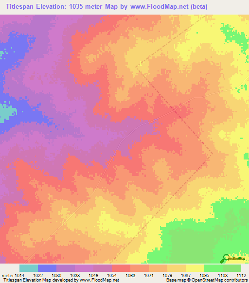 Titiespan,South Africa Elevation Map