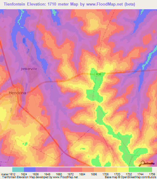 Tienfontein,South Africa Elevation Map