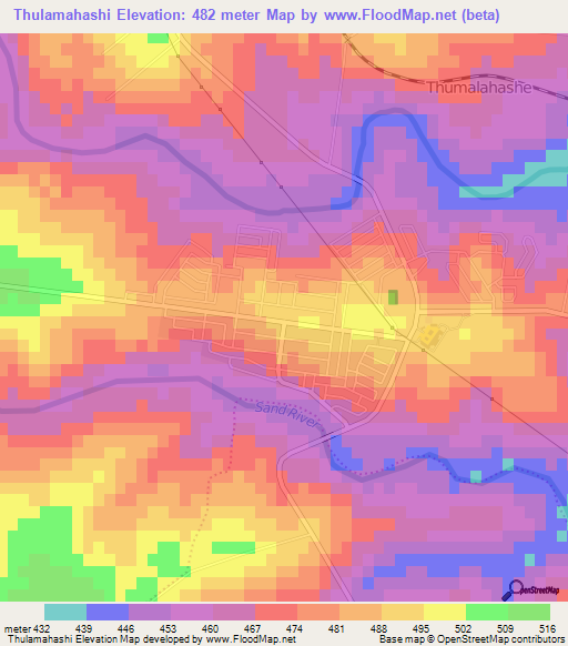 Thulamahashi,South Africa Elevation Map