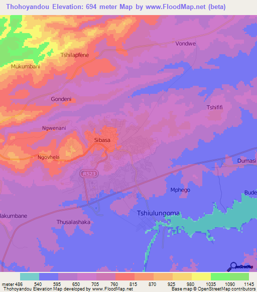 Thohoyandou,South Africa Elevation Map