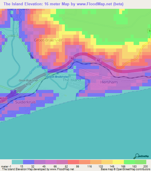 The Island,South Africa Elevation Map