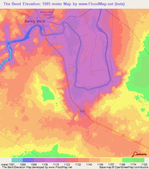 The Bend,South Africa Elevation Map