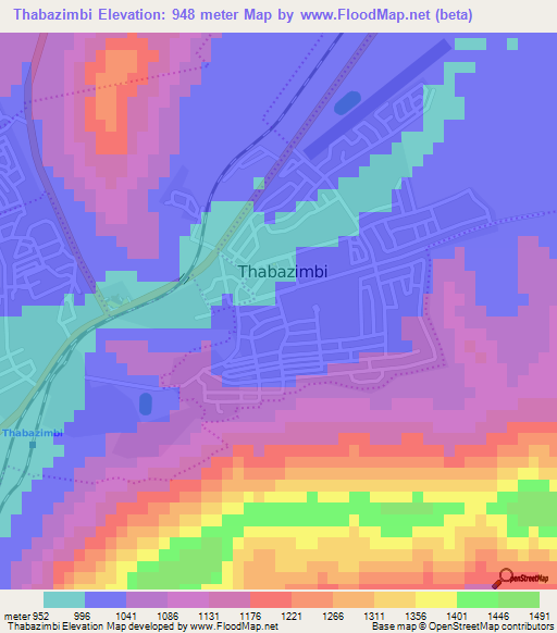 Thabazimbi,South Africa Elevation Map