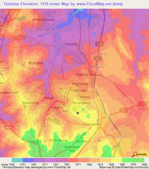 Tembisa,South Africa Elevation Map