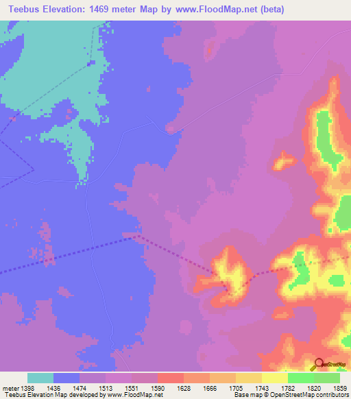 Teebus,South Africa Elevation Map