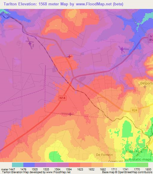 Tarlton,South Africa Elevation Map