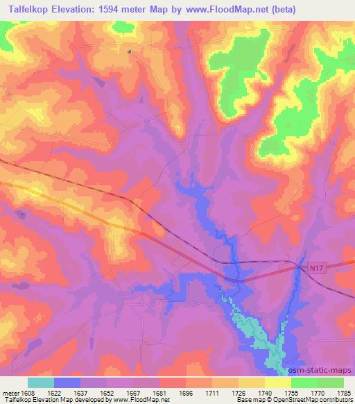 Talfelkop,South Africa Elevation Map