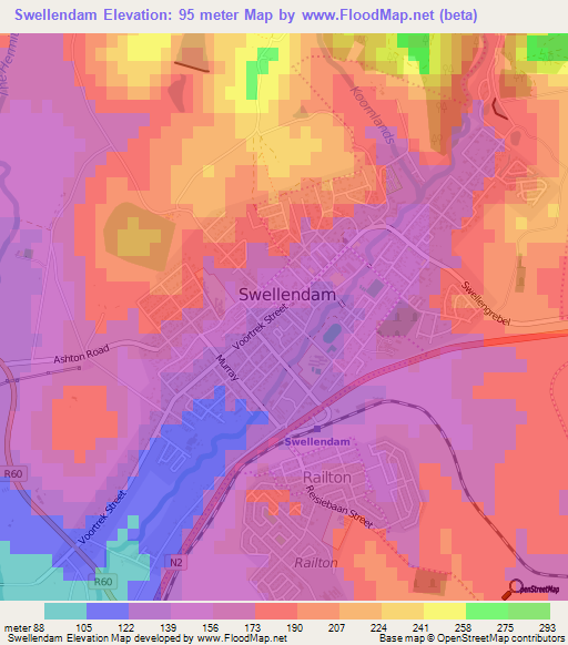 Swellendam,South Africa Elevation Map