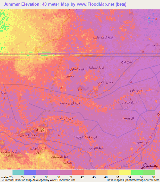 Jummar,Iraq Elevation Map