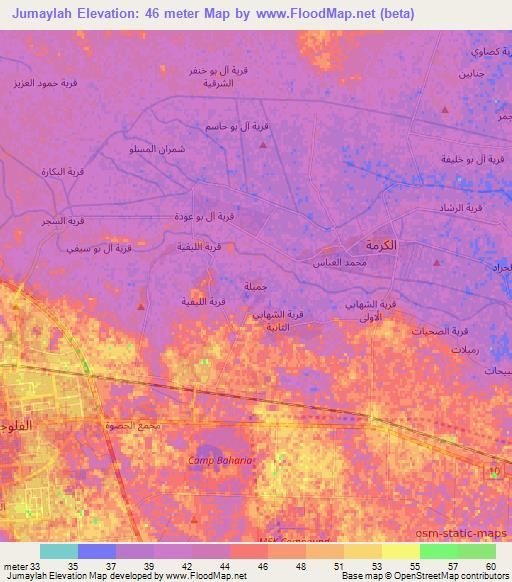 Jumaylah,Iraq Elevation Map