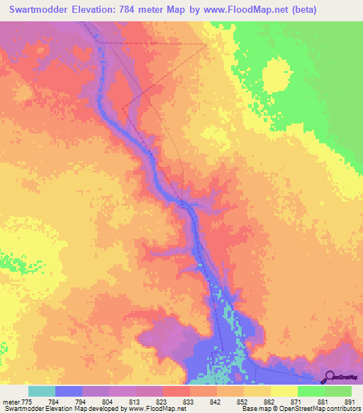 Swartmodder,South Africa Elevation Map