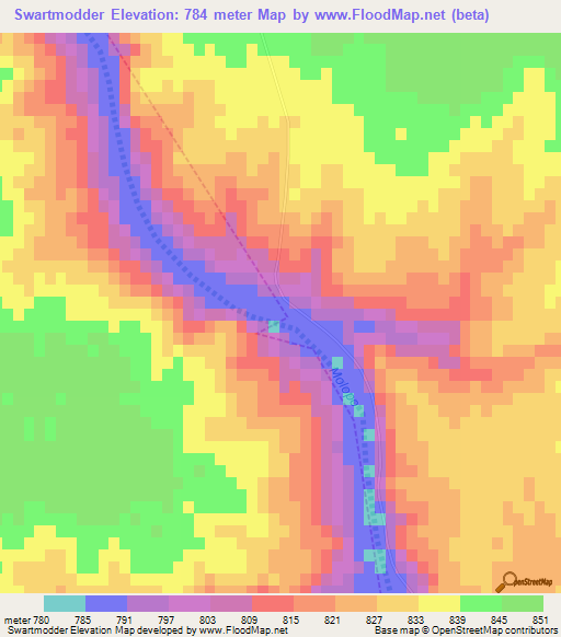 Swartmodder,South Africa Elevation Map