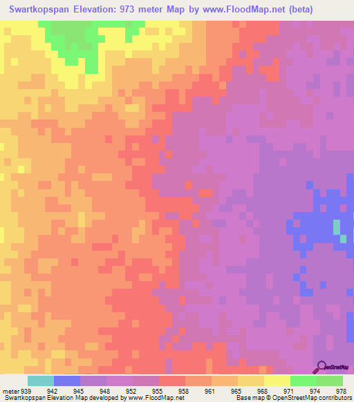 Swartkopspan,South Africa Elevation Map