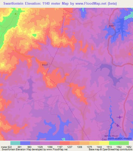 Swartfontein,South Africa Elevation Map