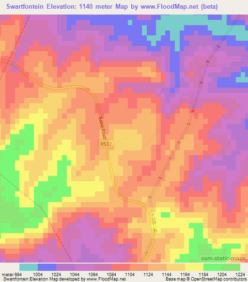 Swartfontein,South Africa Elevation Map