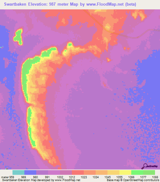 Swartbaken,South Africa Elevation Map