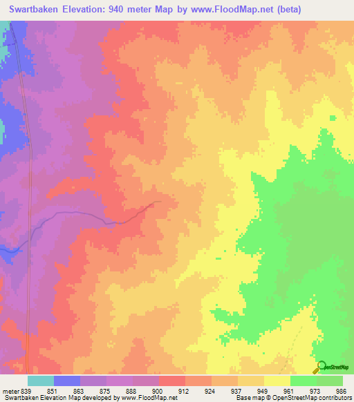 Swartbaken,South Africa Elevation Map