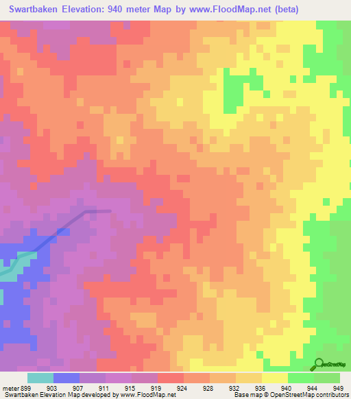 Swartbaken,South Africa Elevation Map