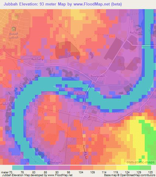 Jubbah,Iraq Elevation Map