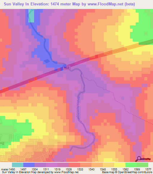 Sun Valley In,South Africa Elevation Map