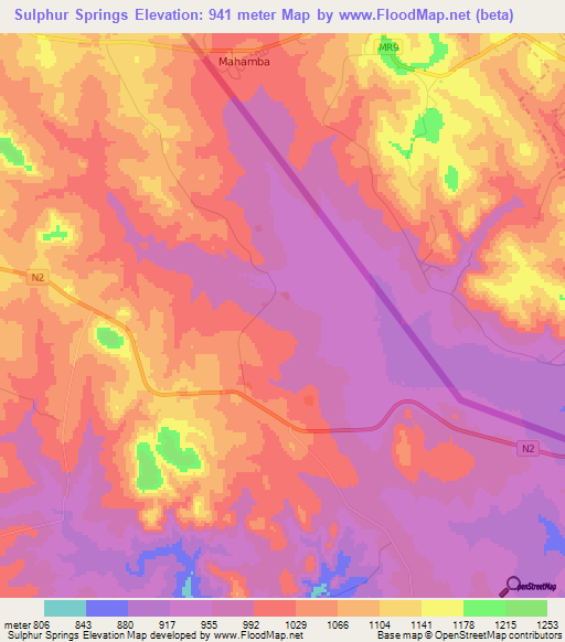 Sulphur Springs,South Africa Elevation Map