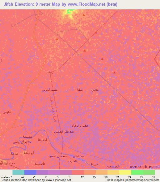 Jifah,Iraq Elevation Map