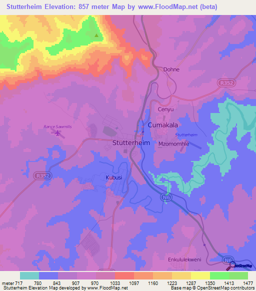 Stutterheim,South Africa Elevation Map