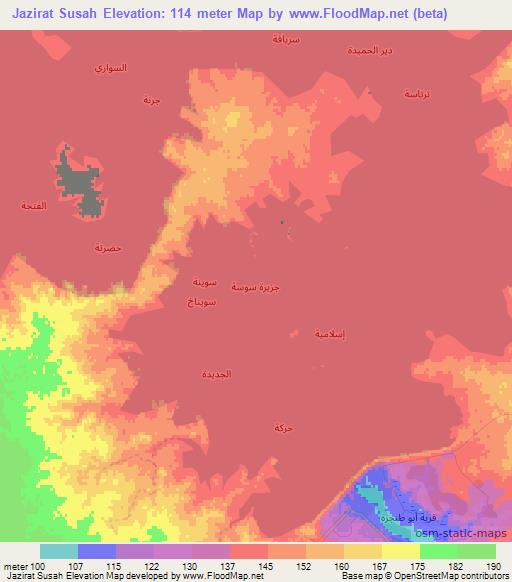 Jazirat Susah,Iraq Elevation Map