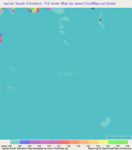 Jazirat Susah,Iraq Elevation Map