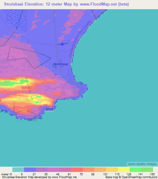 Struisbaai,South Africa Elevation Map