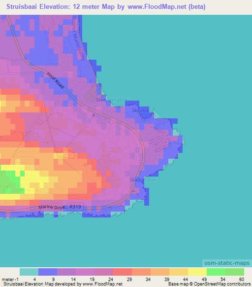 Struisbaai,South Africa Elevation Map