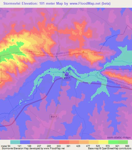 Stormsvlei,South Africa Elevation Map