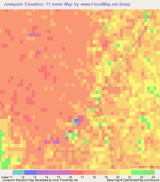 Juwaysim,Iraq Elevation Map