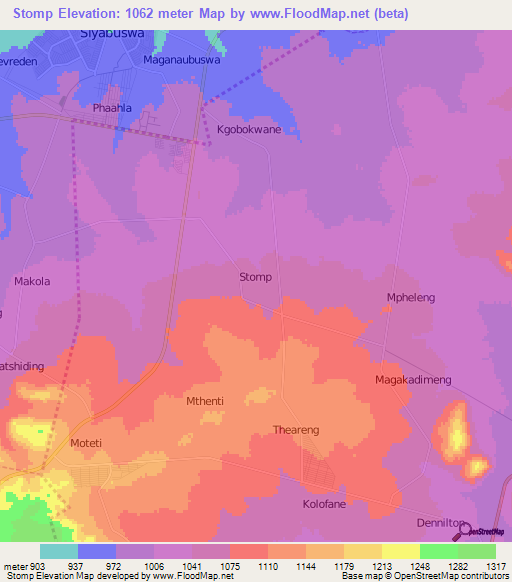 Stomp,South Africa Elevation Map