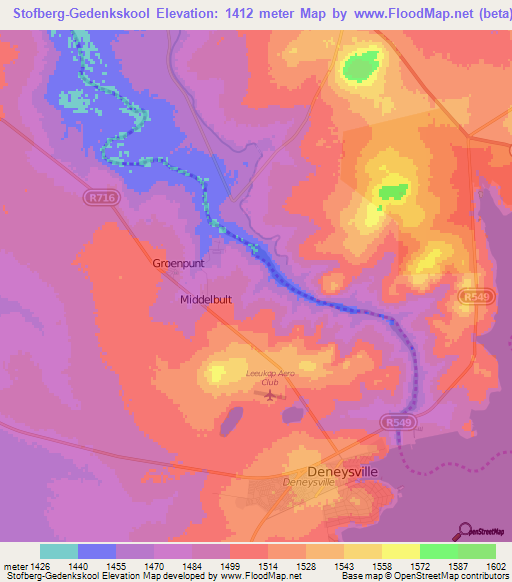 Stofberg-Gedenkskool,South Africa Elevation Map