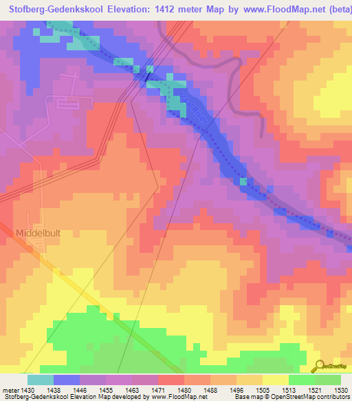 Stofberg-Gedenkskool,South Africa Elevation Map