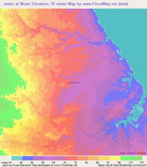 Jasim al Mutar,Iraq Elevation Map