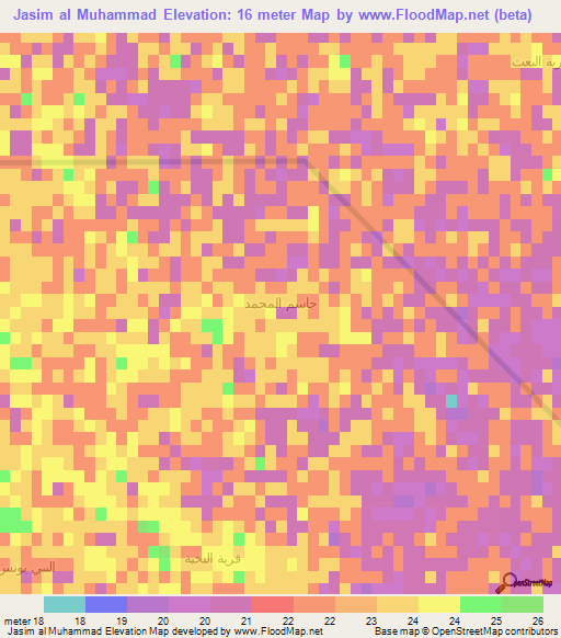 Jasim al Muhammad,Iraq Elevation Map