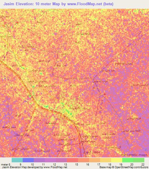 Jasim,Iraq Elevation Map