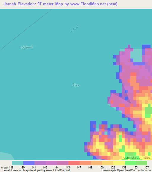 Jarnah,Iraq Elevation Map